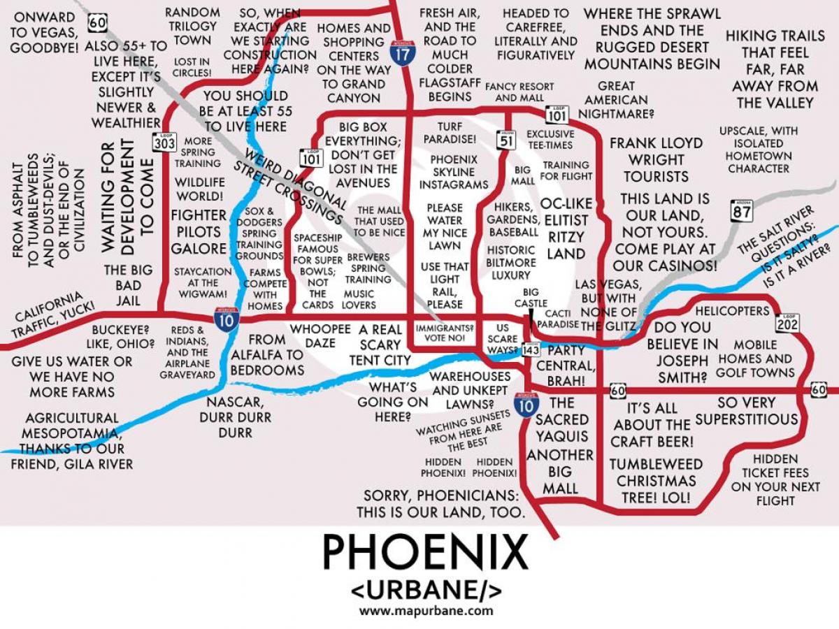 zemljevid Phoenix predmestje