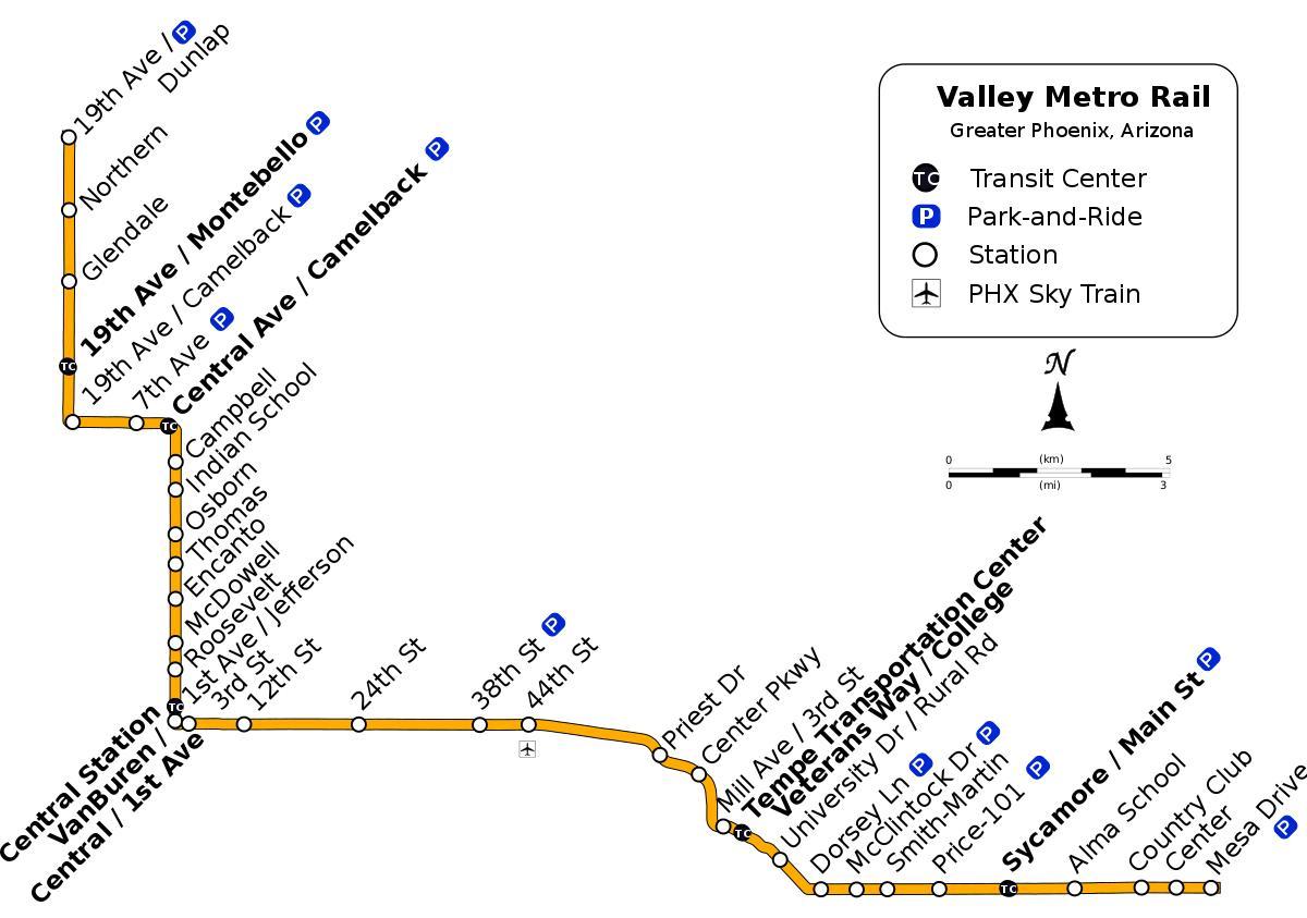 Dolina metro poti zemljevid