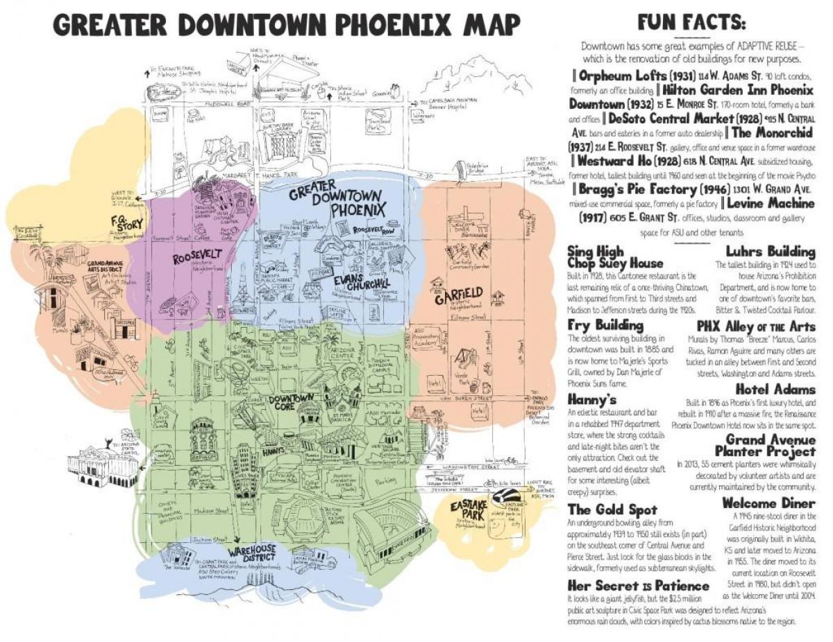 zemljevid centru Phoenix