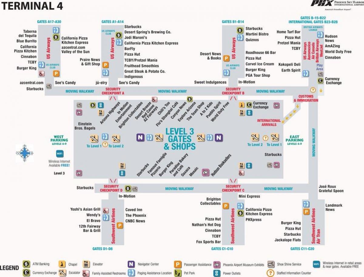 Phoenix zemljevid letališča terminal 4