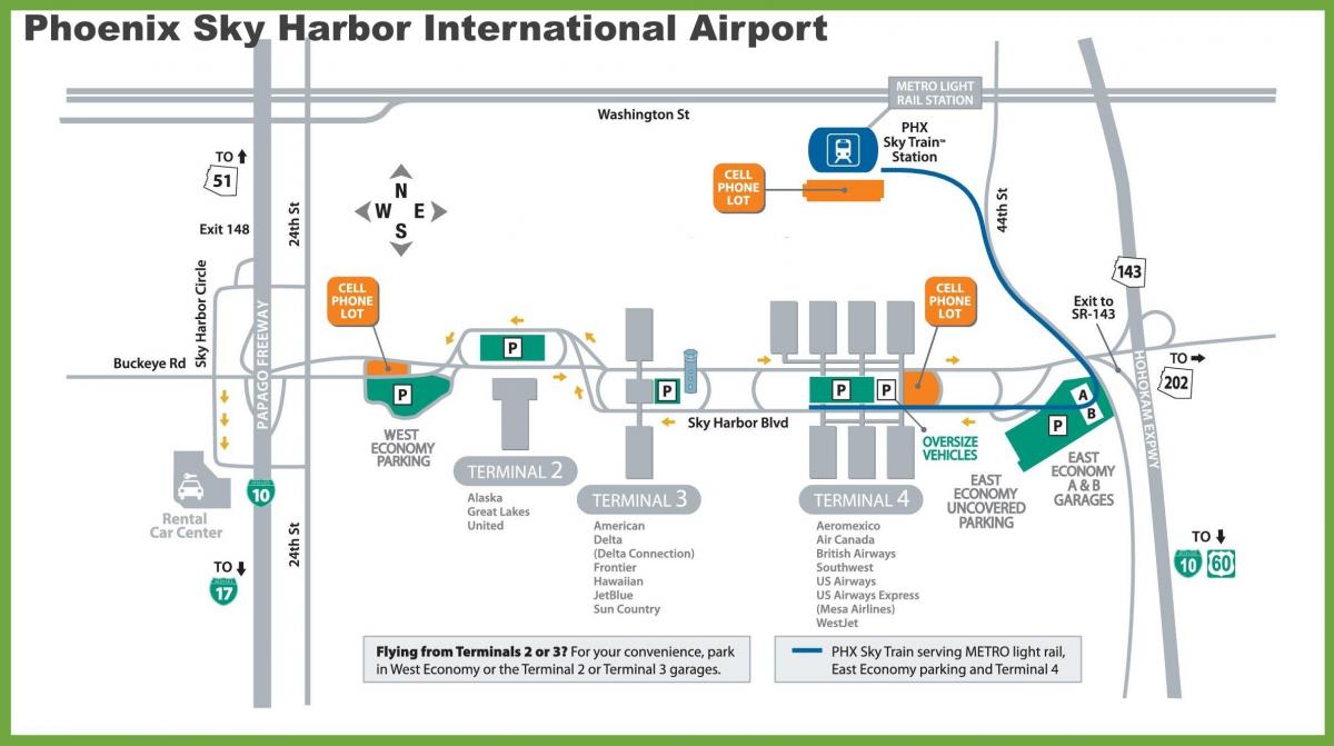 Phoenix letališče vrata zemljevid