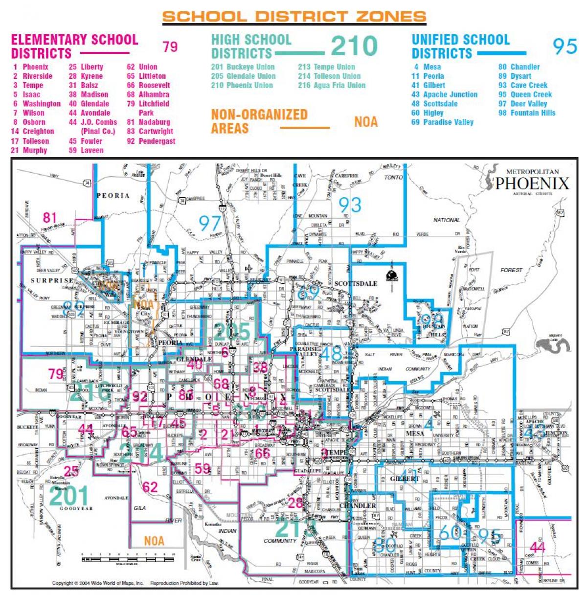Phoenix unija high school district zemljevid