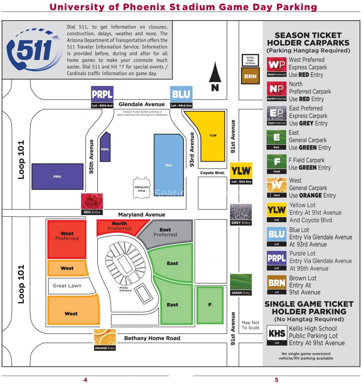 parkirišče zemljevid university of Phoenix stadium