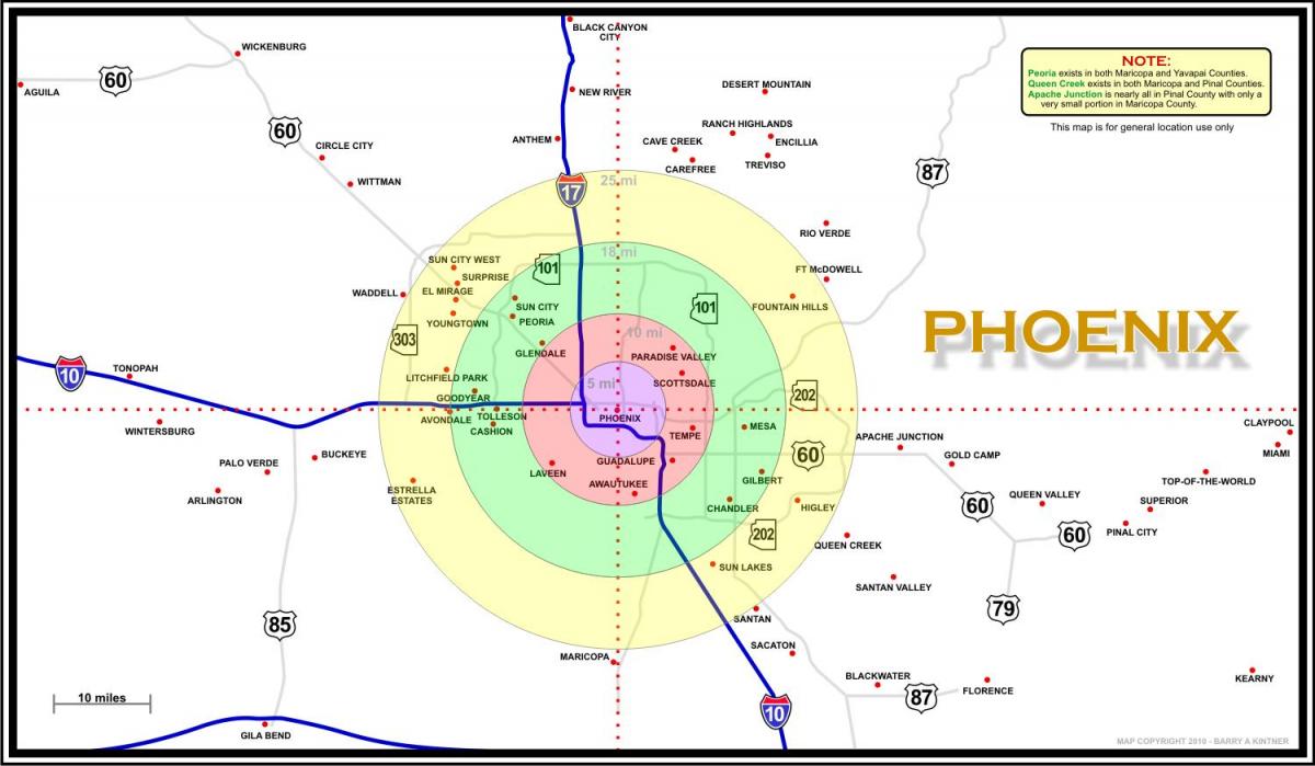 zemljevid Phoenix območje