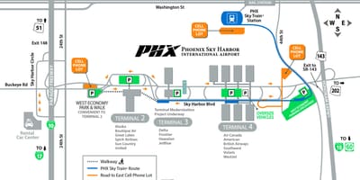 Phoenix mednarodno letališče zemljevid